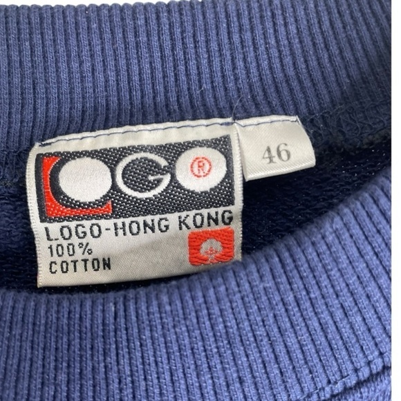 Vintage Logo Hong Kong Chinese Dragon Navy Sweatshirt - Picture 2 of 3